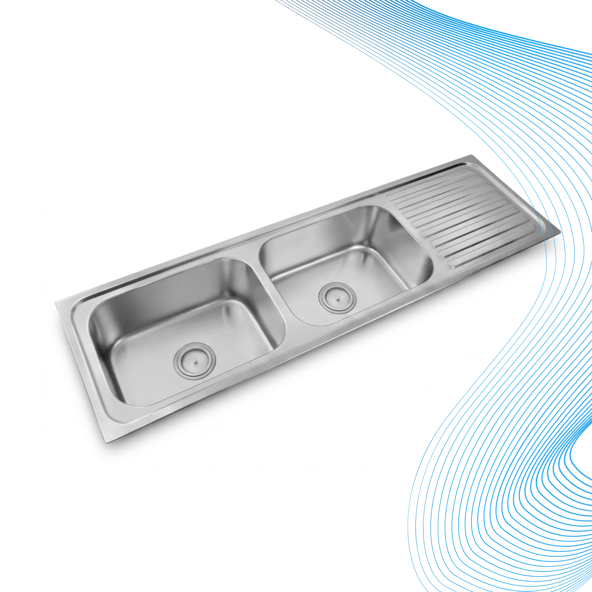 Stainless Steel Kitchen Sink (Double-Bowl Drop-In Design)