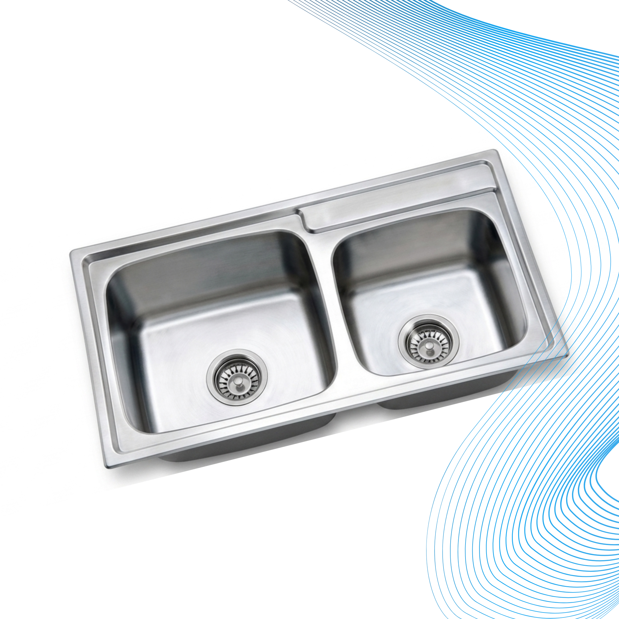 Stainless Steel Double Bowl Kitchen Sink (77x42 cm)